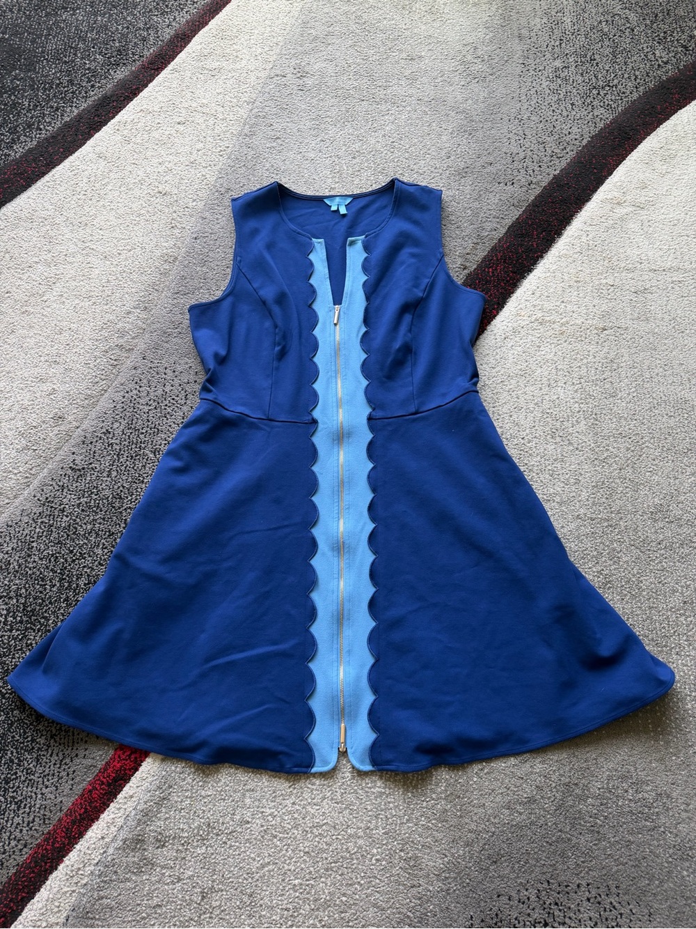 Draper James Blue Scalloped Zip Up Sheath Dress